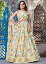 Georgette Yellow Traditional Wear Printed Readymade Lehenga Choli